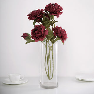 Elevate Your Decor with Burgundy Artificial Silk Peony Flower Bouquets