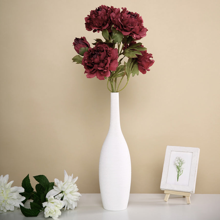 2 Bushes | 29inch Tall Burgundy Artificial Silk Peony Flower Bouquets