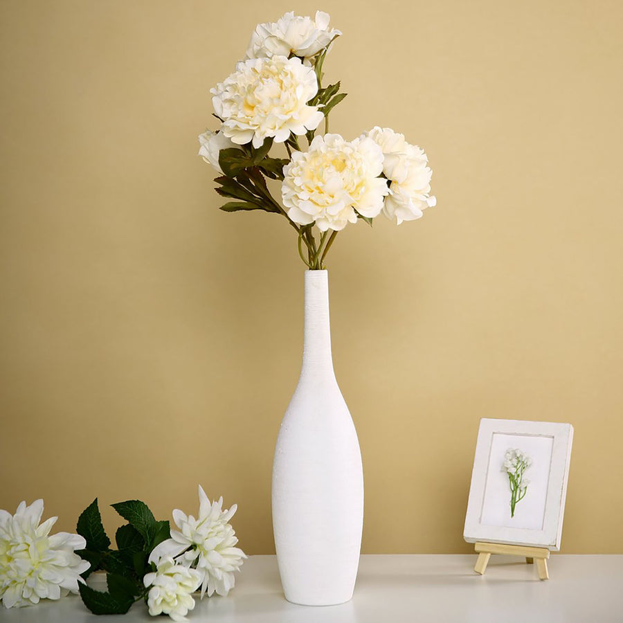 2 Bushes | 29inch Tall Ivory Artificial Silk Peony Flower Bouquets