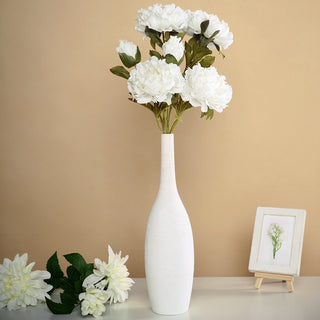 29" Tall White Artificial Silk Peony Flower Bouquets