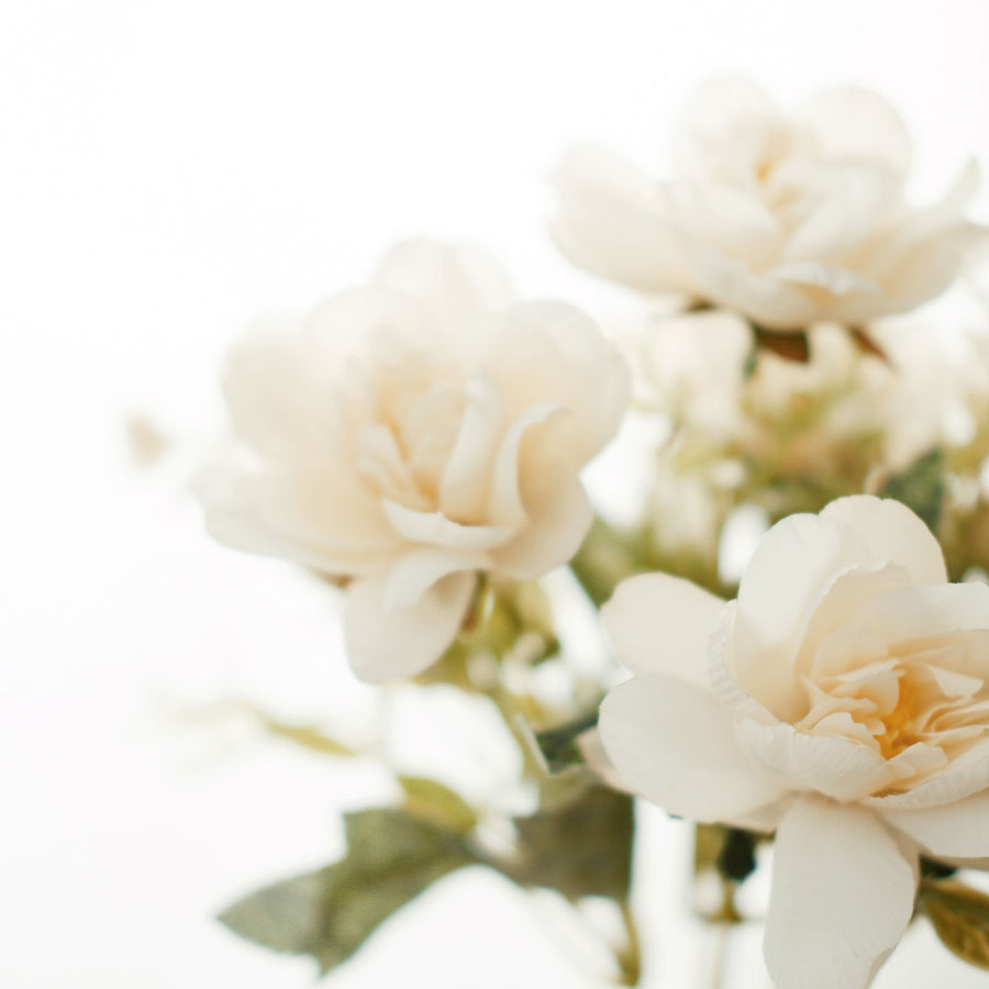 3 Bushes | 11inch Cream Artificial Silk Peony Flower Bouquet Arrangement