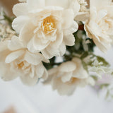 3 Bushes | 11inch Cream Artificial Silk Peony Flower Bouquet Arrangement