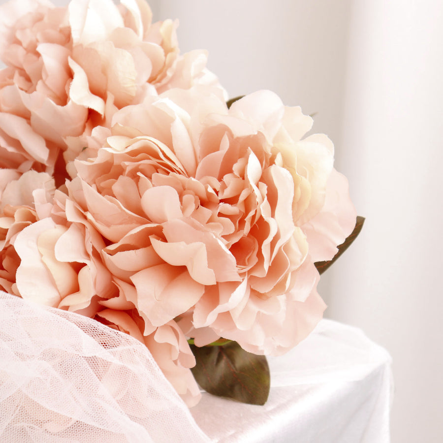 2 Bushes | 17inch Dusty Rose Artificial Silk Peony Flower Bouquets