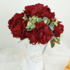2 Bushes | 17inch Burgundy Artificial Silk Peony Flower Bouquets