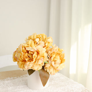 Create a Lasting Impression with Gold Artificial Silk Peony Bouquets