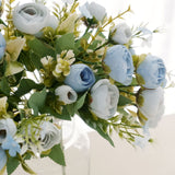 4 Pack | 12inch Artificial Dusty Blue Ranunculus Silk Flower Bridal Bouquets