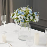 4 Pack | 12inch Artificial Dusty Blue Ranunculus Silk Flower Bridal Bouquets