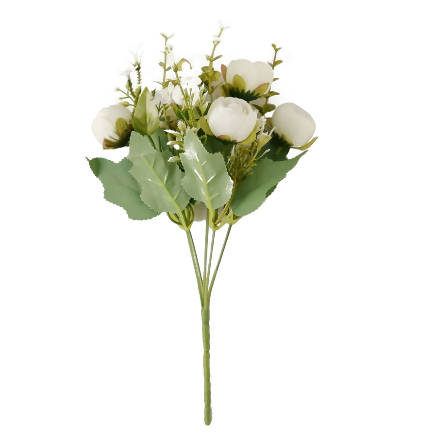 4 Pack | 12inch Artificial Ivory Ranunculus Silk Flower Bridal Bouquets