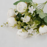 4 Pack | 12inch Artificial Ivory Ranunculus Silk Flower Bridal Bouquets