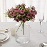 4 Pack | 12inch Artificial Dusty Rose Ranunculus Silk Flower Bridal Bouquets