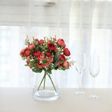 4 Pack | 12inch Artificial Red Ranunculus Silk Flower Bridal Bouquets