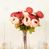 2 Pack | 19inch Burgundy / Dusty Rose Artificial Peony Flower Wedding Bouquets, Flower Arrangements

