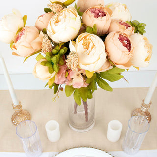 Add a Touch of Elegance with Cream Blush Artificial Peony Flower Bouquets