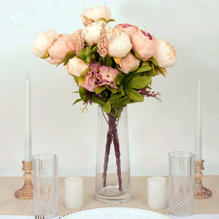 Beautiful Cream Blush Artificial Peony Flower Bouquets for Weddings and Events