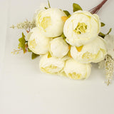 Lifelike Ivory Silk Peony Flower Bouquets