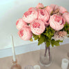 2 Pack | 19inch Pink Artificial Peony Flower Wedding Bouquets, Faux Silk Flower Arrangements