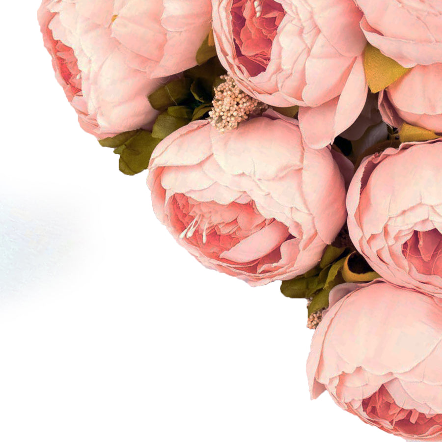 2 Pack | 19inch Pink Artificial Peony Flower Wedding Bouquets, Faux Silk Flower Arrangements#whtbkgd