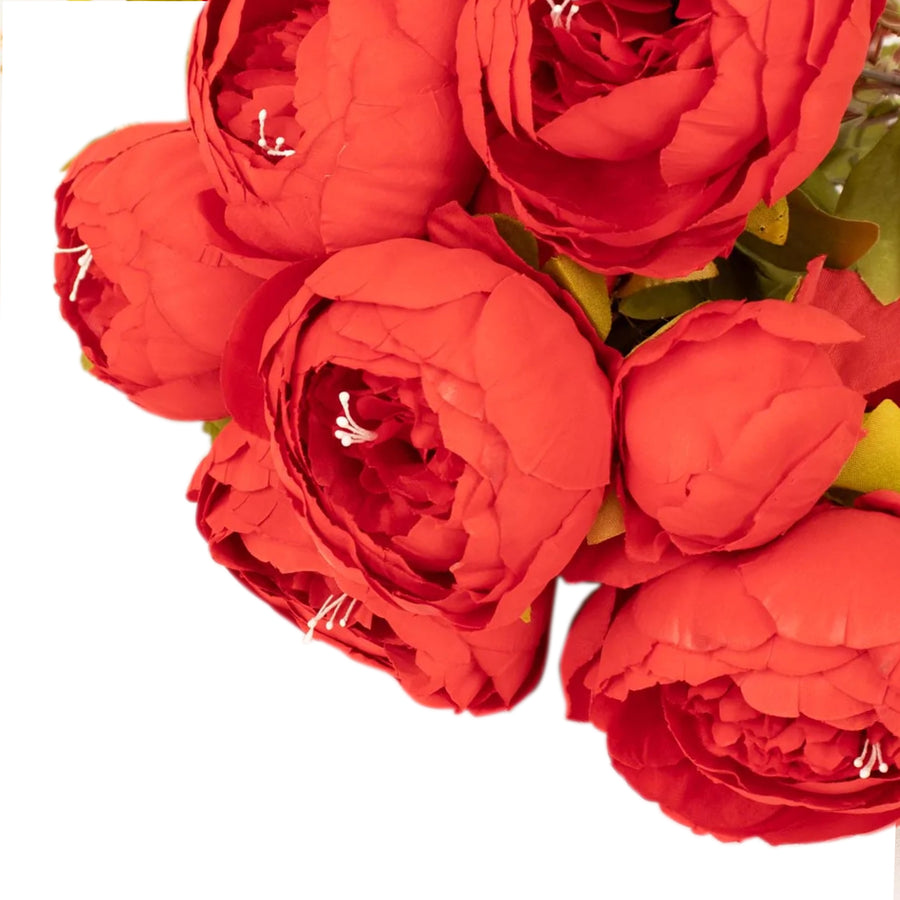 2 Pack | 19inch Red Artificial Peony Flower Wedding Bouquets, Faux Silk Flower Arrangements#whtbkgd