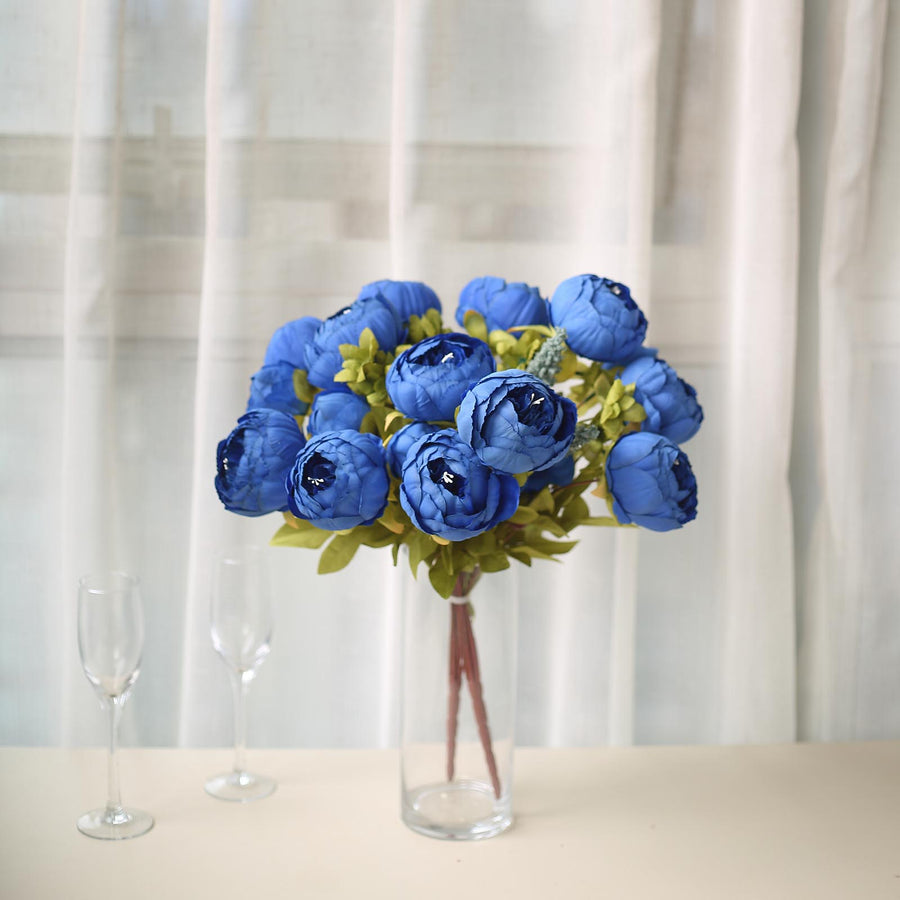 2 Pack | 19inch Royal Blue Artificial Peony Flower Wedding Bouquets