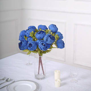 Elegant Royal Blue Silk Peony Flower Bouquets