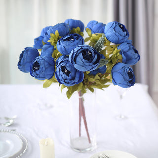 Vibrant Royal Blue Artificial Peony Flower Wedding Bouquets