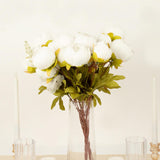2 Pack | 19inch White Artificial Peony Flower Wedding Bouquets, Faux Silk Flower Arrangements