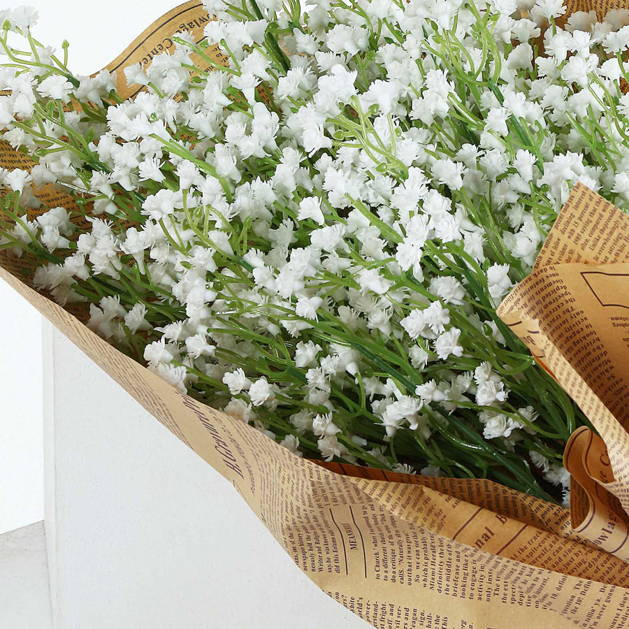 12 Stems | 22inch White Artificial Silk Babys Breath Gypsophila Flowers#whtbkgd