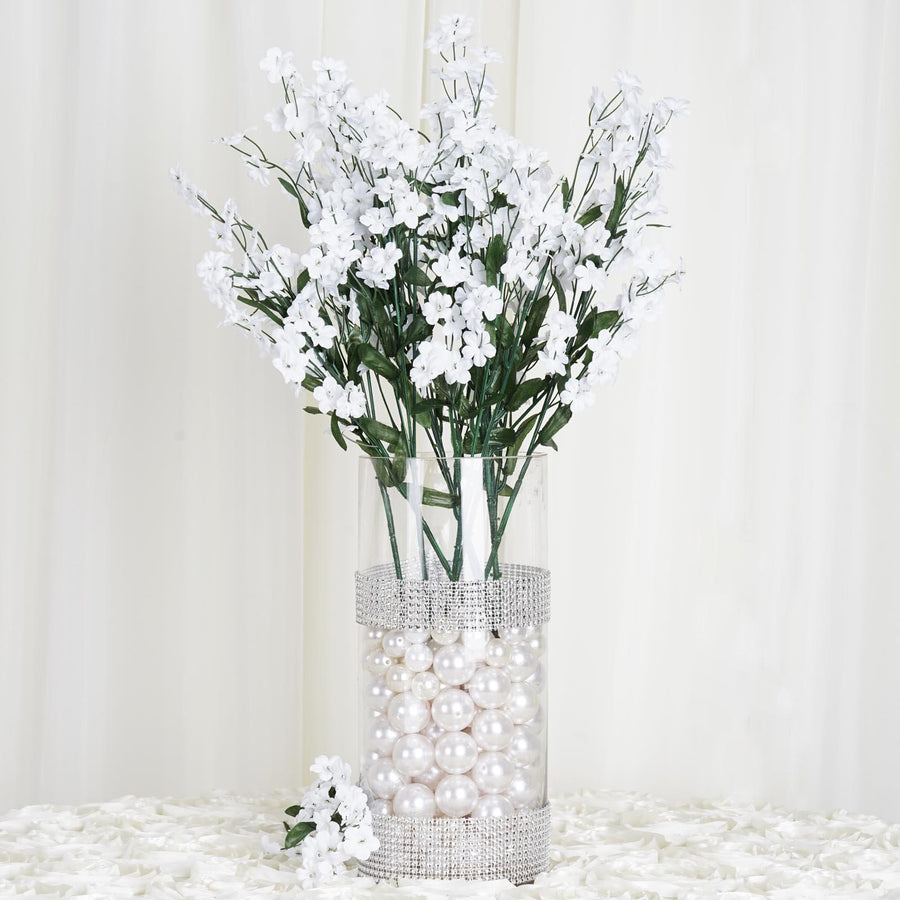 12 Stems | White Artificial Silk Babys Breath Flower Bushes Spray
