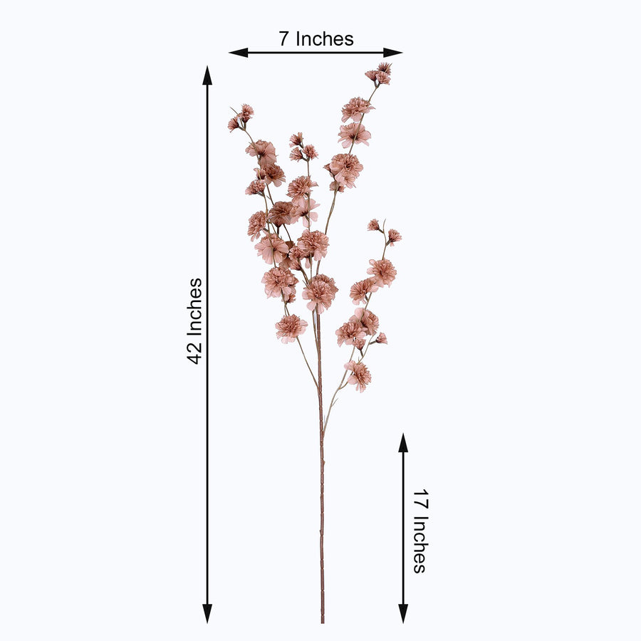 2 Branches | 42inch Tall Dusty Rose Artificial Silk Carnation Flower Stems
