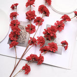 2 Branches | 42" Tall Red Artificial Silk Carnation Flower Stems