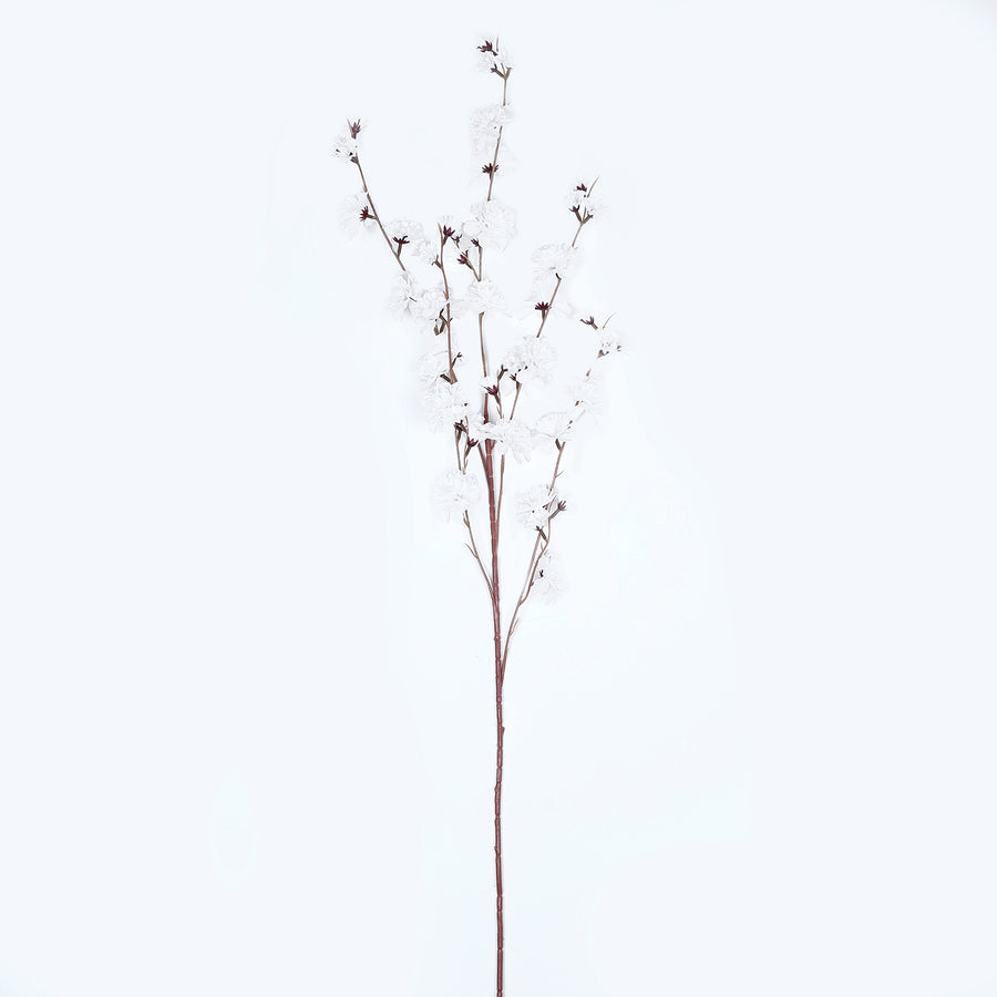 2 Branches | 42inch Tall White Artificial Silk Carnation Flower Stems