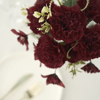 Realistic Burgundy Silk Carnation Bouquets