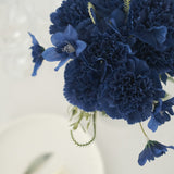 3 Pack | 14inch Navy Blue Artificial Silk Carnation Flower Arrangements#whtbkgd