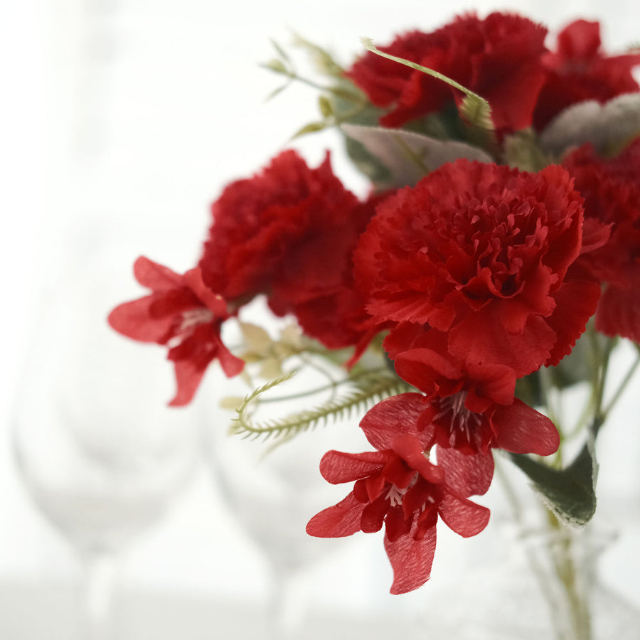 3 Pack | 14inch Red Artificial Silk Carnation Flower Arrangements