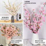 4 Bushes | 40inch Tall Blush/Rose Gold Artificial Silk Cherry Blossom Flowers