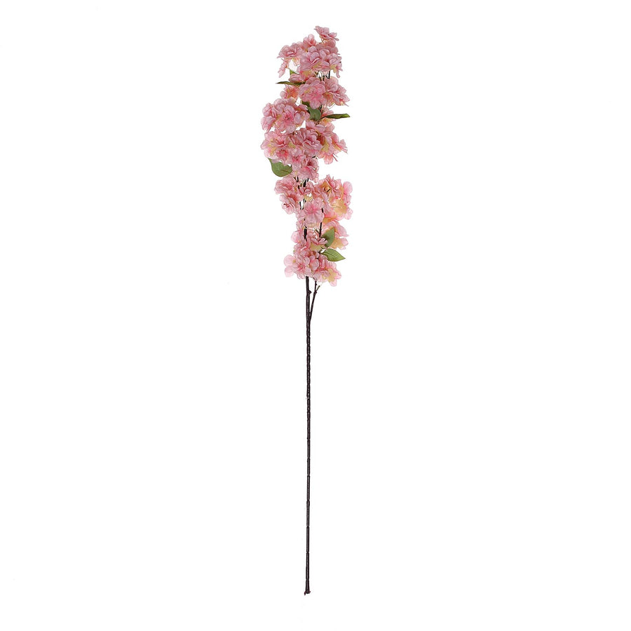 4 Bushes | 40inch Tall Pink Artificial Silk Cherry Blossom Flowers, Branches