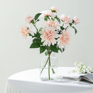 Add a Touch of Elegance with Blush Artificial Dahlia Silk Flower Stems
