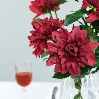 Enhance Your Event Decor with Burgundy Dahlia Silk Flower Stems