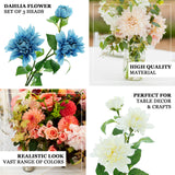 30" Tall White Artificial Dahlia Silk Flower Stems, Faux Floral Spray