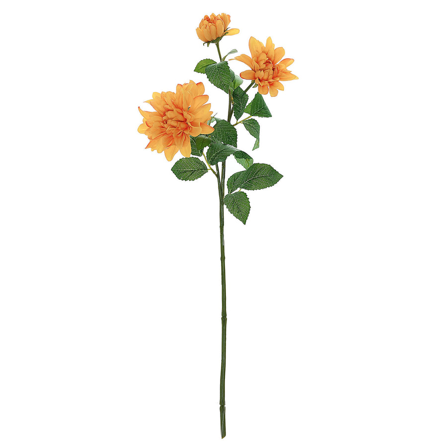 30" Tall Orange Artificial Dahlia Silk Flower Stems, Faux Floral Spray