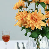30" Tall Orange Artificial Dahlia Silk Flower Stems, Faux Floral Spray