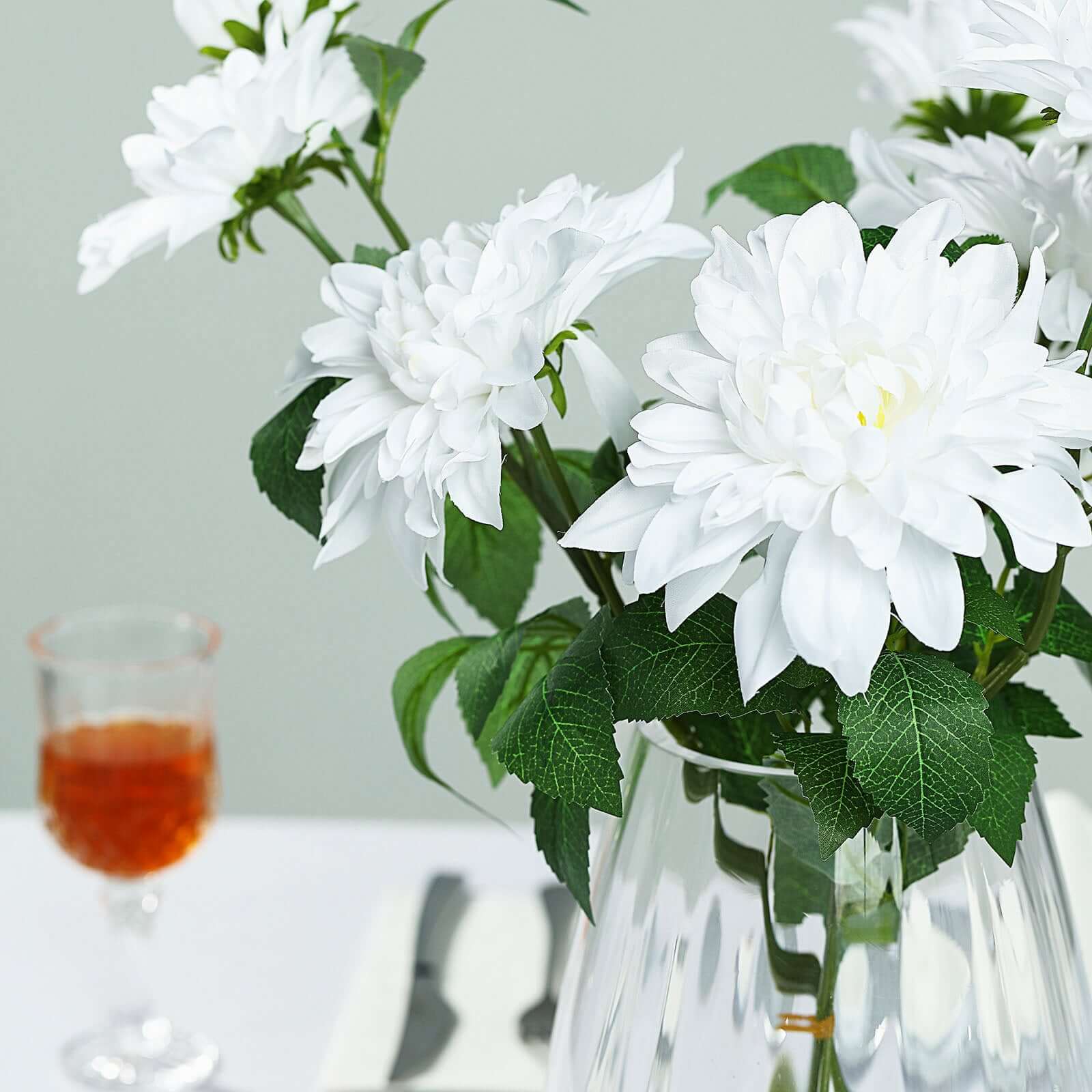 Description Picture 4 of item30" Tall White Artificial Dahlia Silk Flower Stems, Faux Floral Spray