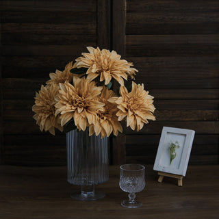 Create a Blossoming Garden with Champagne Artificial Silk Dahlia Flower Spray Bushes