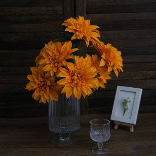 Create a Stunning Orange Floral Display with Artificial Silk Dahlia Flower Bouquets