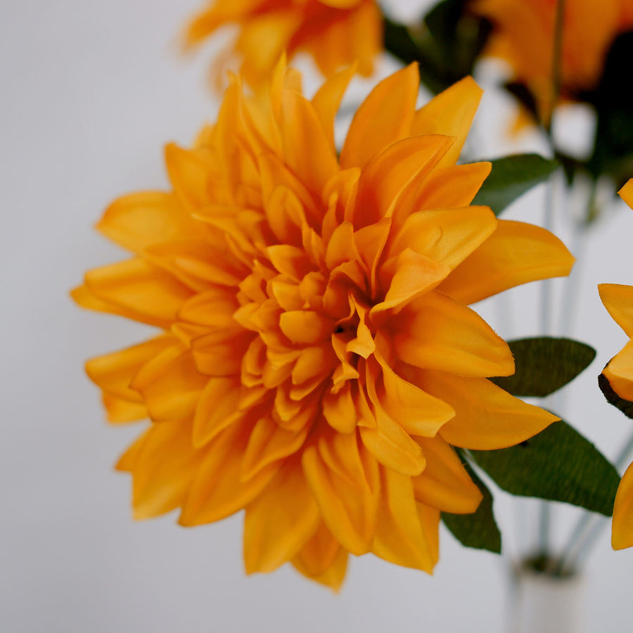 2 Bouquets | 20inch Orange Artificial Silk Dahlia Flower Spray Bushes#whtbkgd