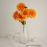 2 Bouquets | 20inch Orange Artificial Silk Dahlia Flower Spray Bushes