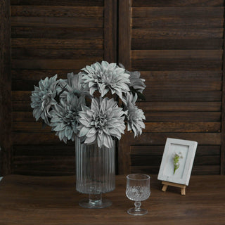 Create a Sophisticated Atmosphere with Silver Artificial Silk Dahlia Bouquets