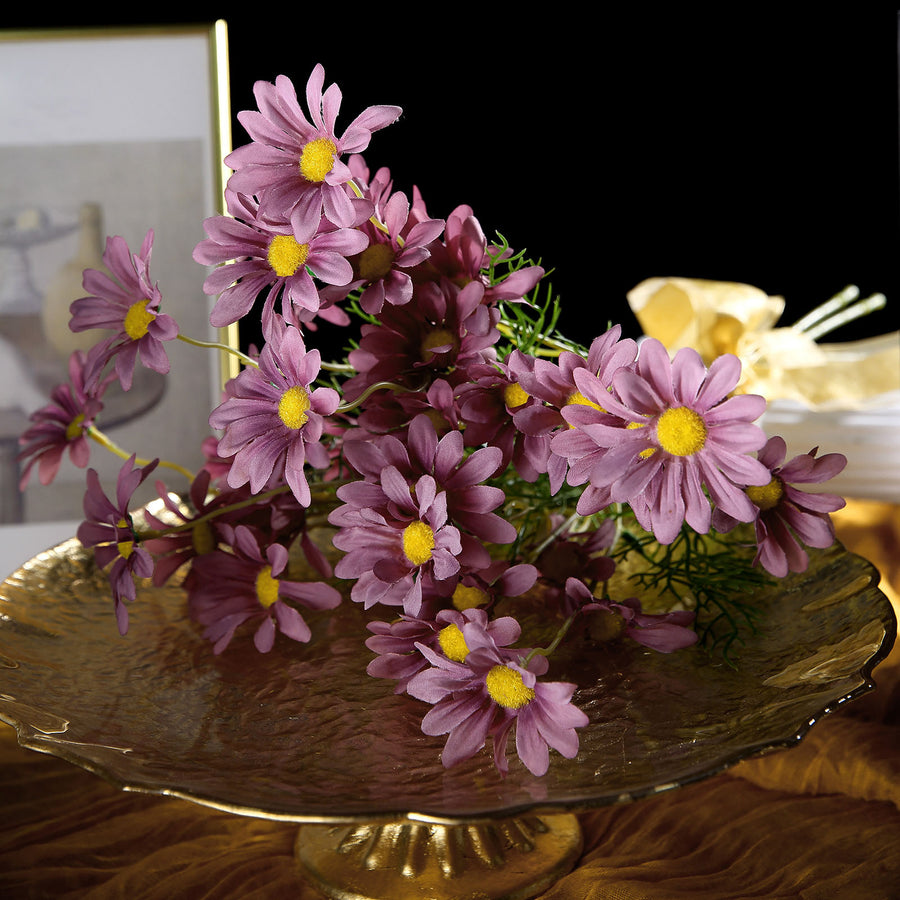 6 Bushes | Eggplant Artificial Silk Daisy Flower Stem Bouquet Branches