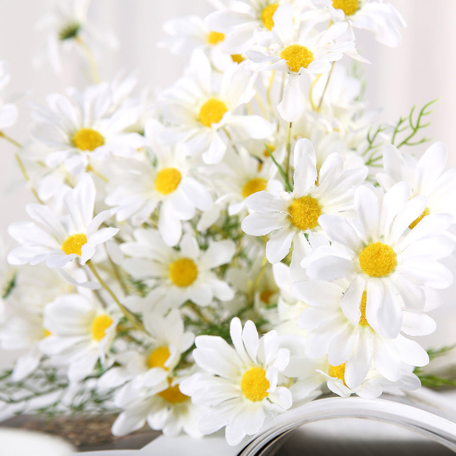 6 Bushes | White Artificial Silk Daisy Flower Stem Bouquet Branches#whtbkgd