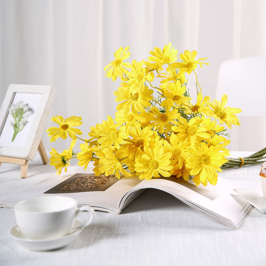 6 Bushes | Yellow Artificial Silk Daisy Flower Stem Bouquet Branches